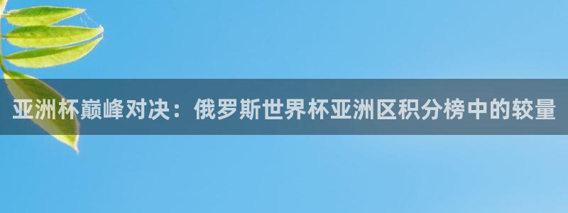 2026世界杯直播免费观看：亚洲杯巅峰对决：俄罗斯世界杯亚洲区积分榜中的较量